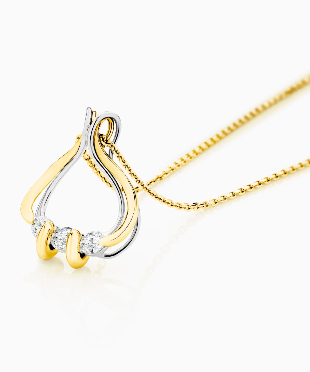 Trois Award Winning Diamond Pendant, Yellow & White Gold