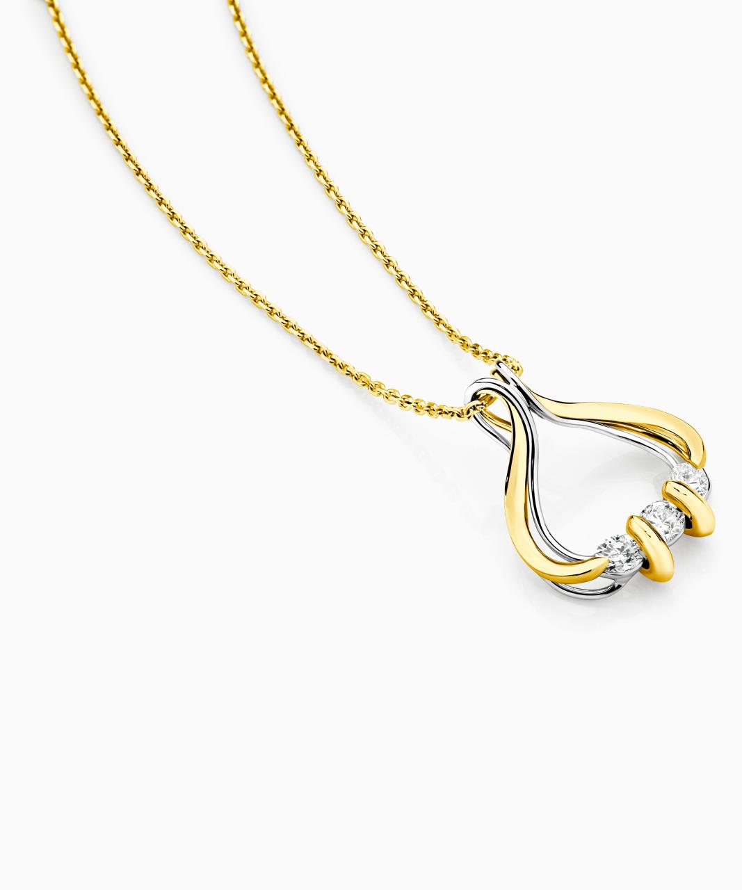 Trois Award Winning Diamond Pendant, Yellow & White Gold