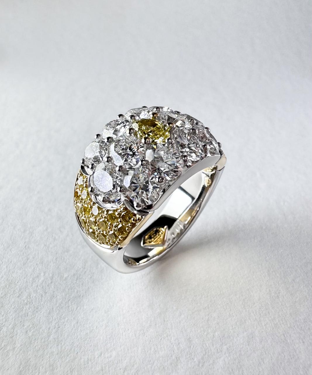 Celebration Yellow & White Gold Diamond Ring, 18ct White & Yellow Gold
