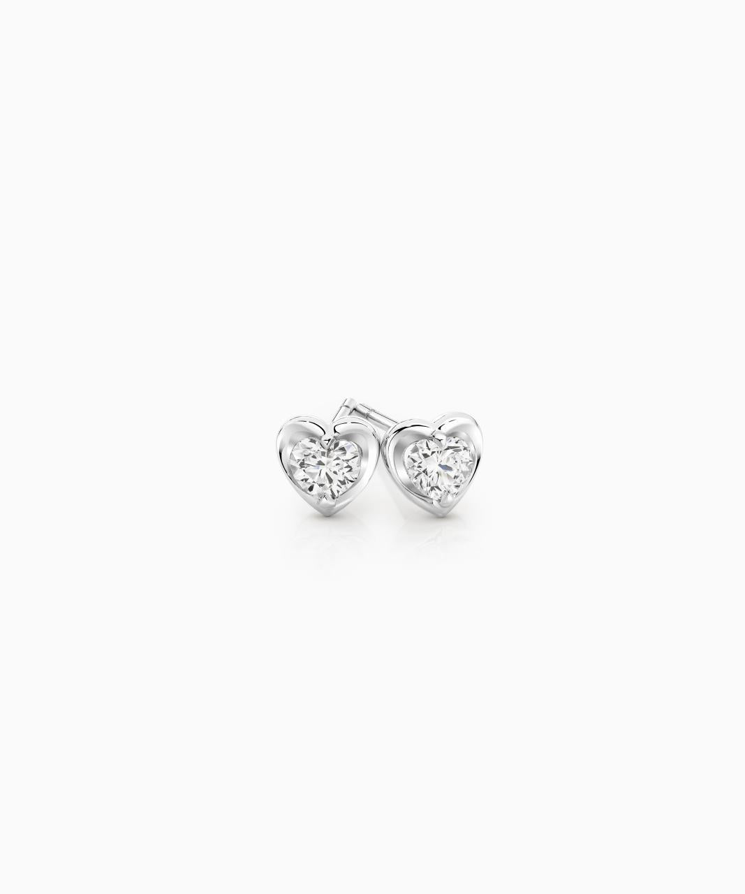 Amore Heart Diamond Earrings, 18ct White Gold