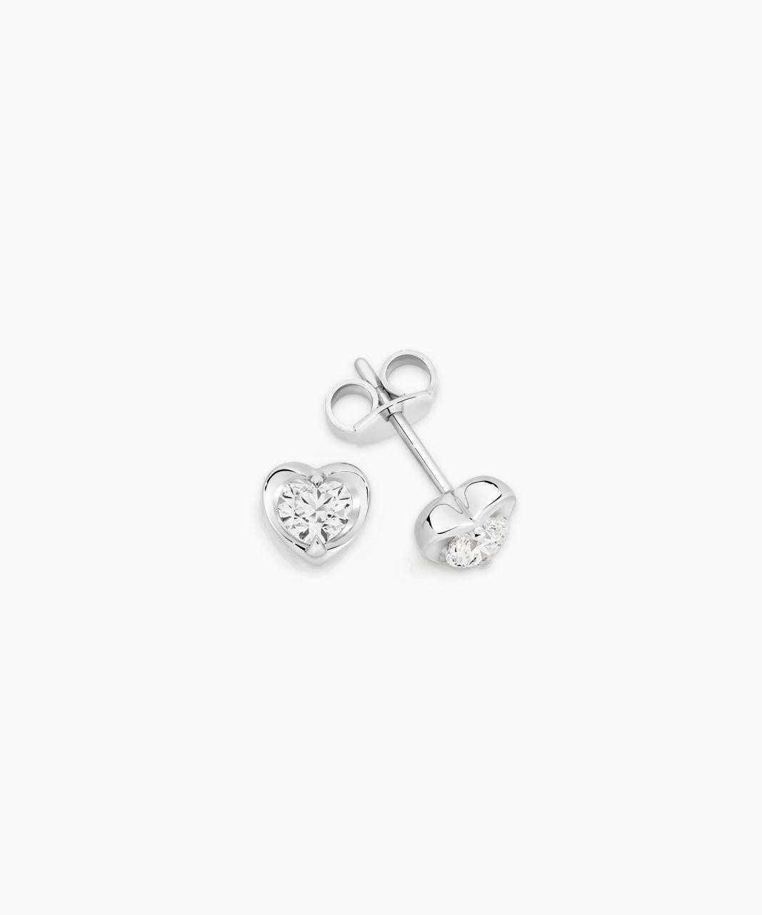 Amore Heart Diamond Earrings, 18ct White Gold
