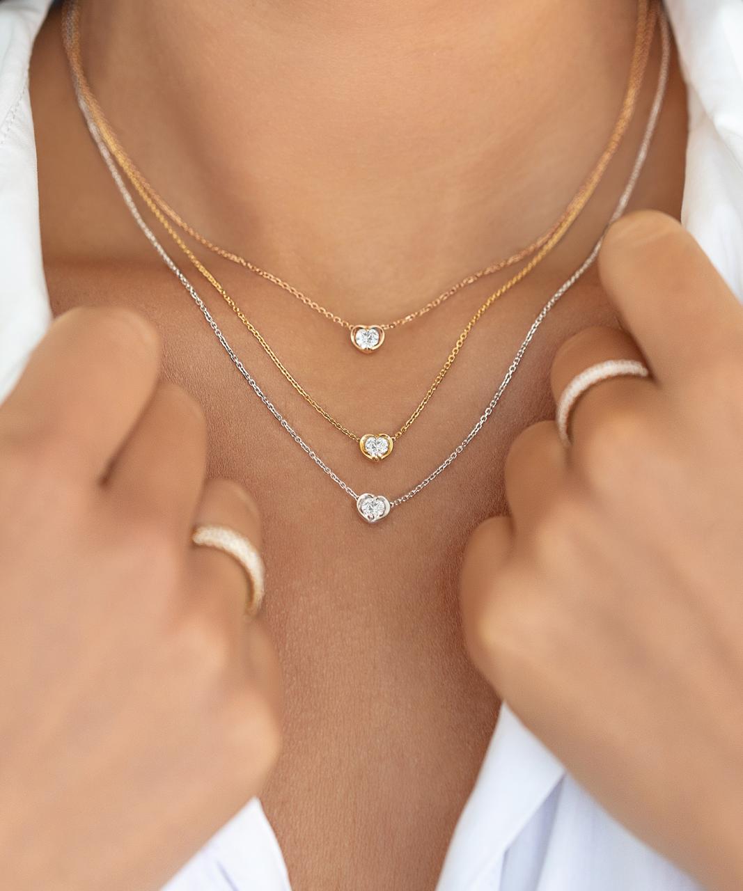 Amore Heart Diamond Necklace, 18ct White Gold