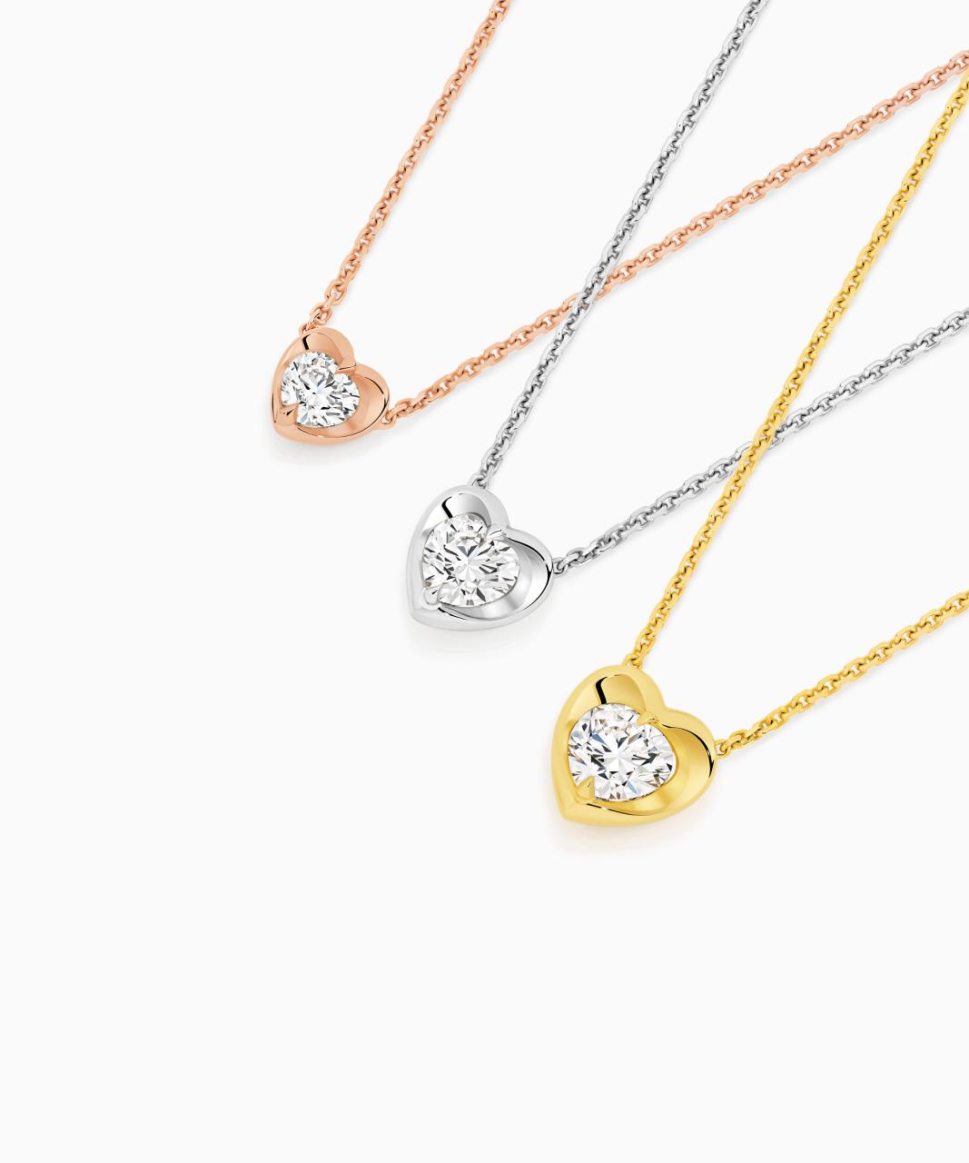 Amore Heart Diamond Necklace, 18ct Yellow Gold
