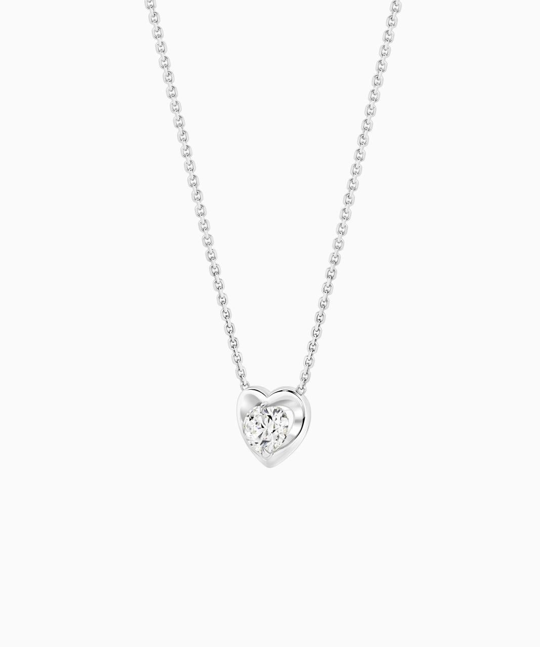 Amore Heart Diamond Necklace, 18ct White Gold
