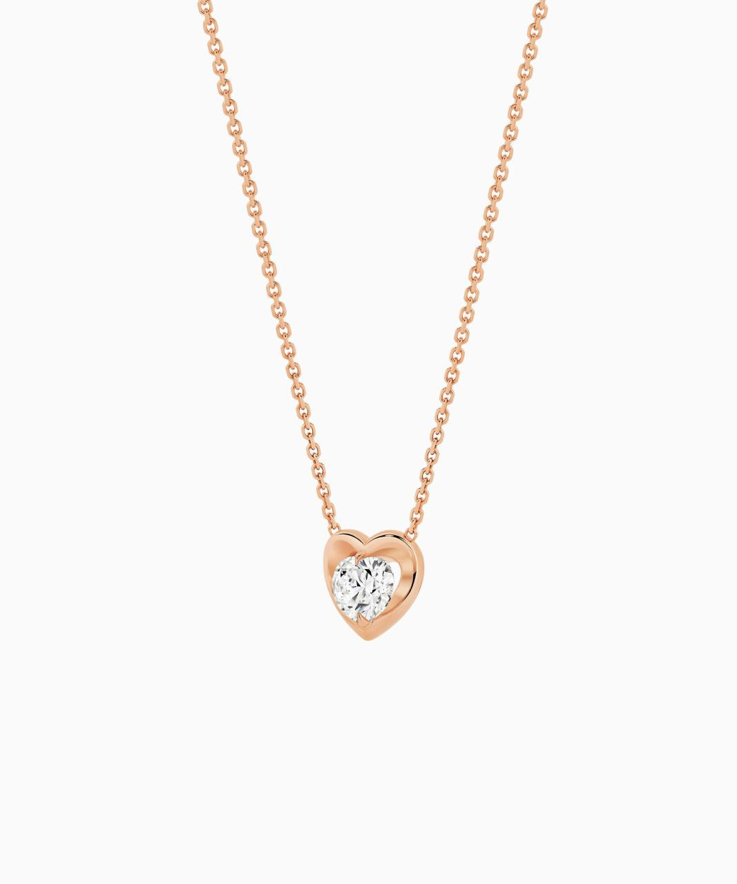 Amore Heart Diamond Necklace, 18ct Rose Gold