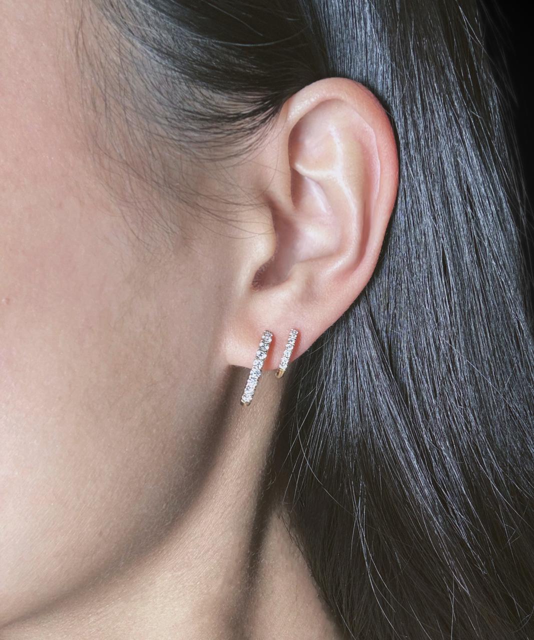 Double Hoop Huggie Diamond Earrings, 18ct Yellow Gold