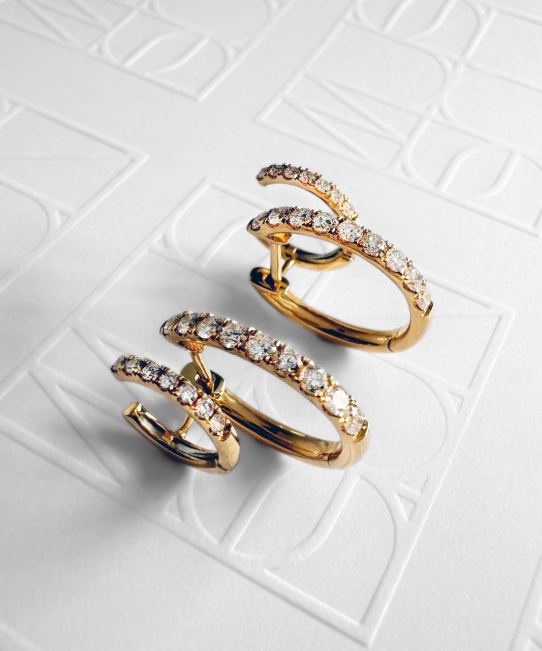 Double Hoop Huggie Diamond Earrings, 18ct Yellow Gold