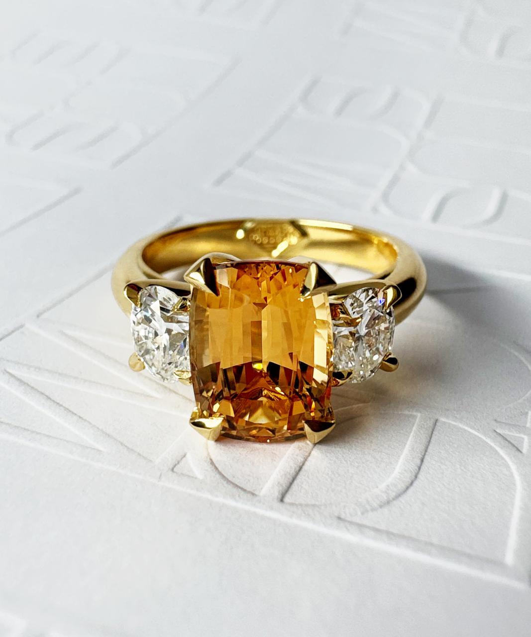 Teiza Trilogy Imperial Topaz & Natural Diamond Ring, 18ct Yellow Gold