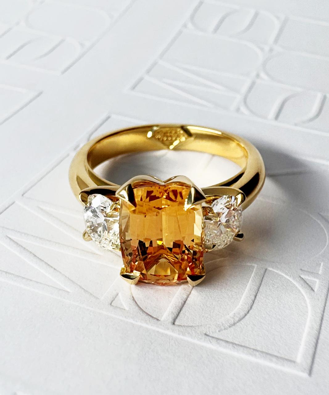 Teiza Trilogy Imperial Topaz & Natural Diamond Ring, 18ct Yellow Gold