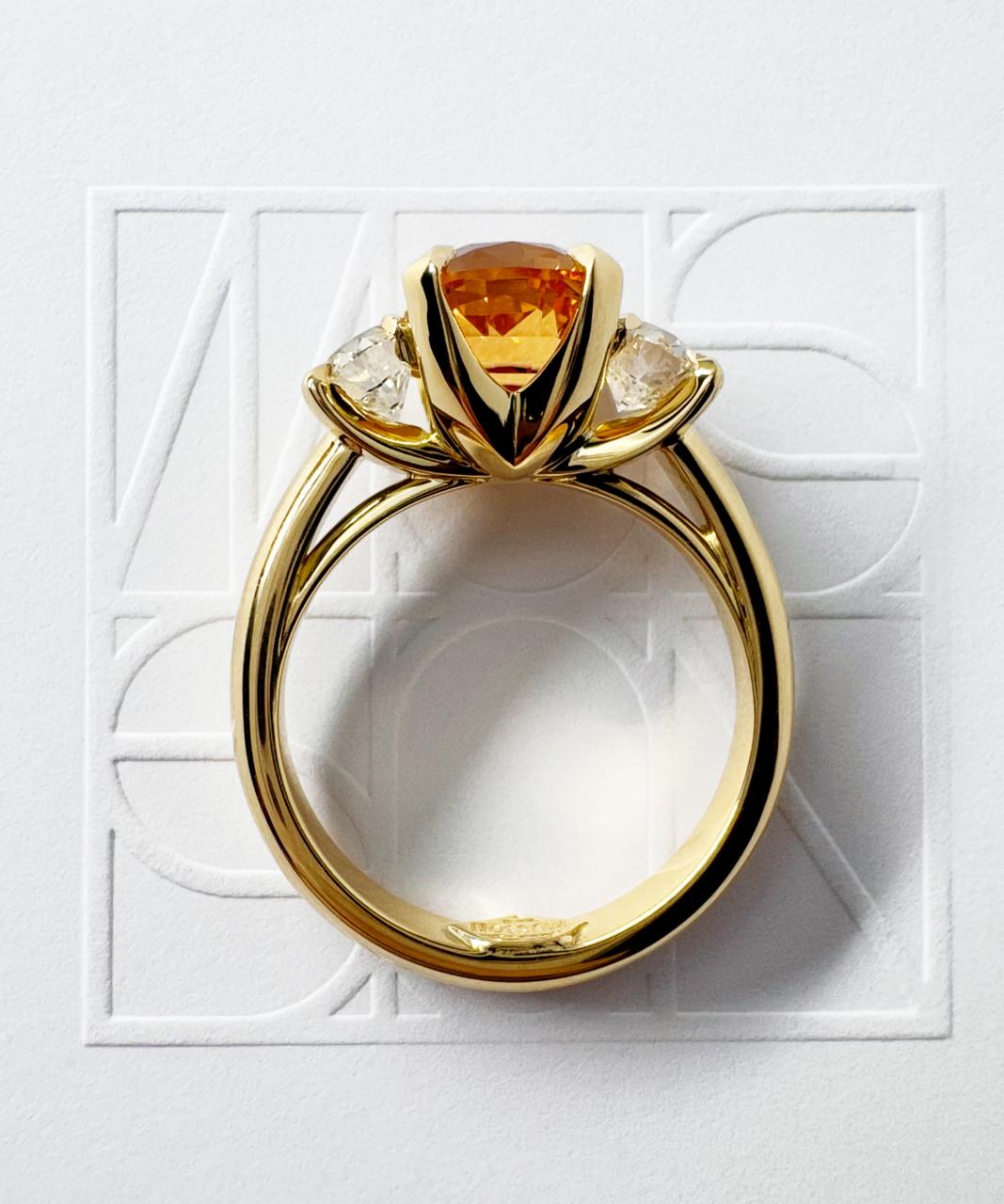 Teiza Trilogy Imperial Topaz & Natural Diamond Ring, 18ct Yellow Gold
