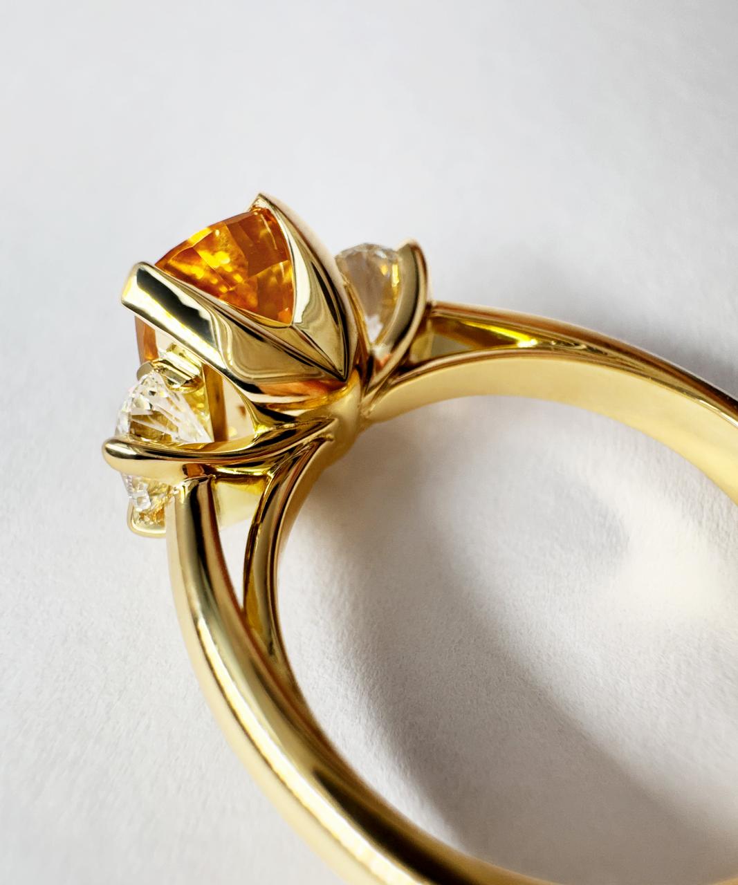 Teiza Trilogy Imperial Topaz & Natural Diamond Ring, 18ct Yellow Gold