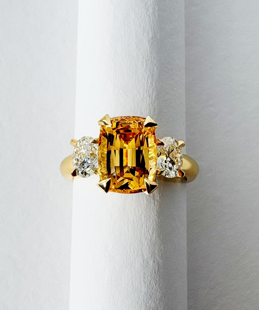 Teiza Trilogy Imperial Topaz & Natural Diamond Ring, 18ct Yellow Gold