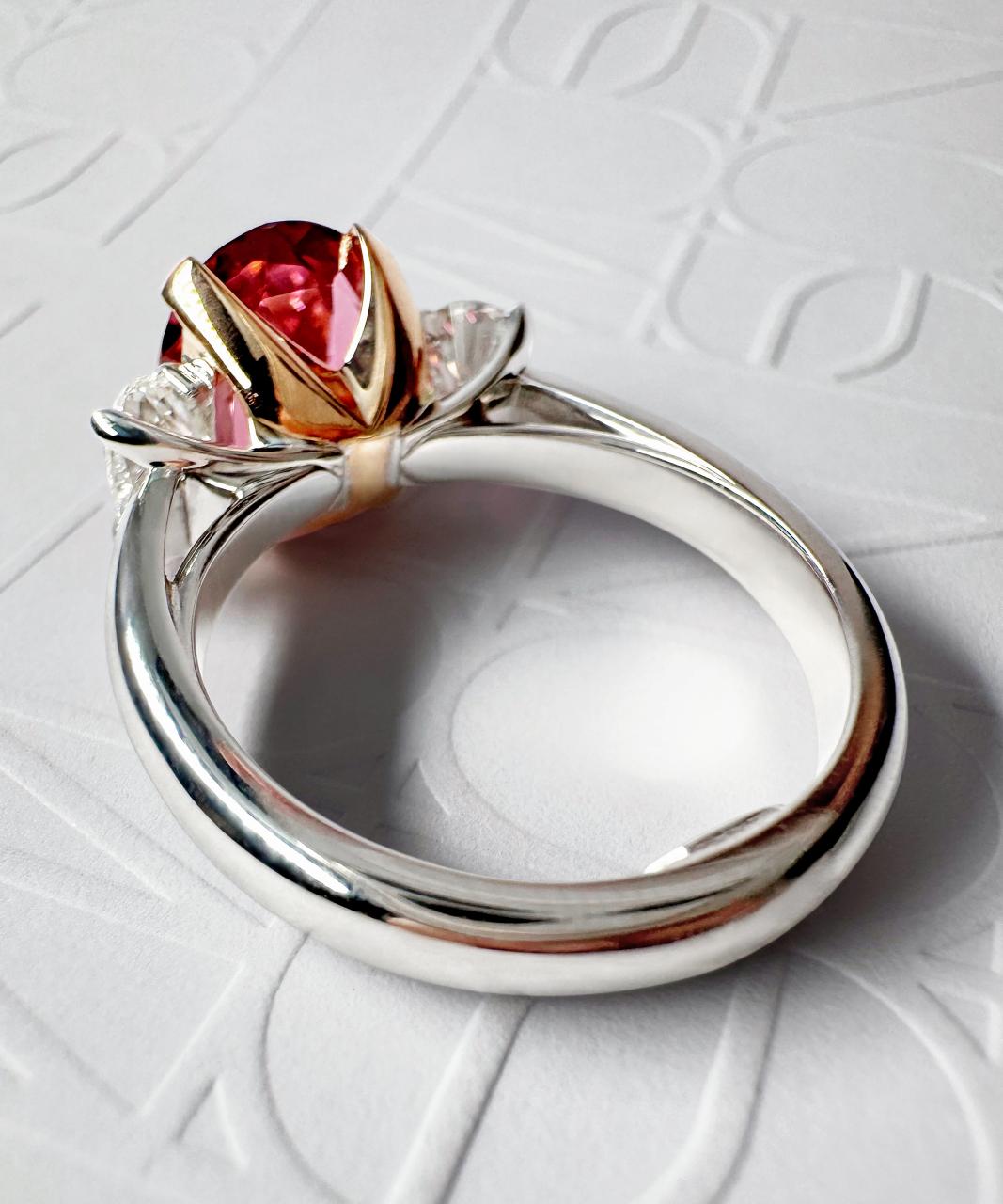 Teiza Trilogy Pink Tourmaline & Natural Diamond Ring, 18ct White & Rose Gold