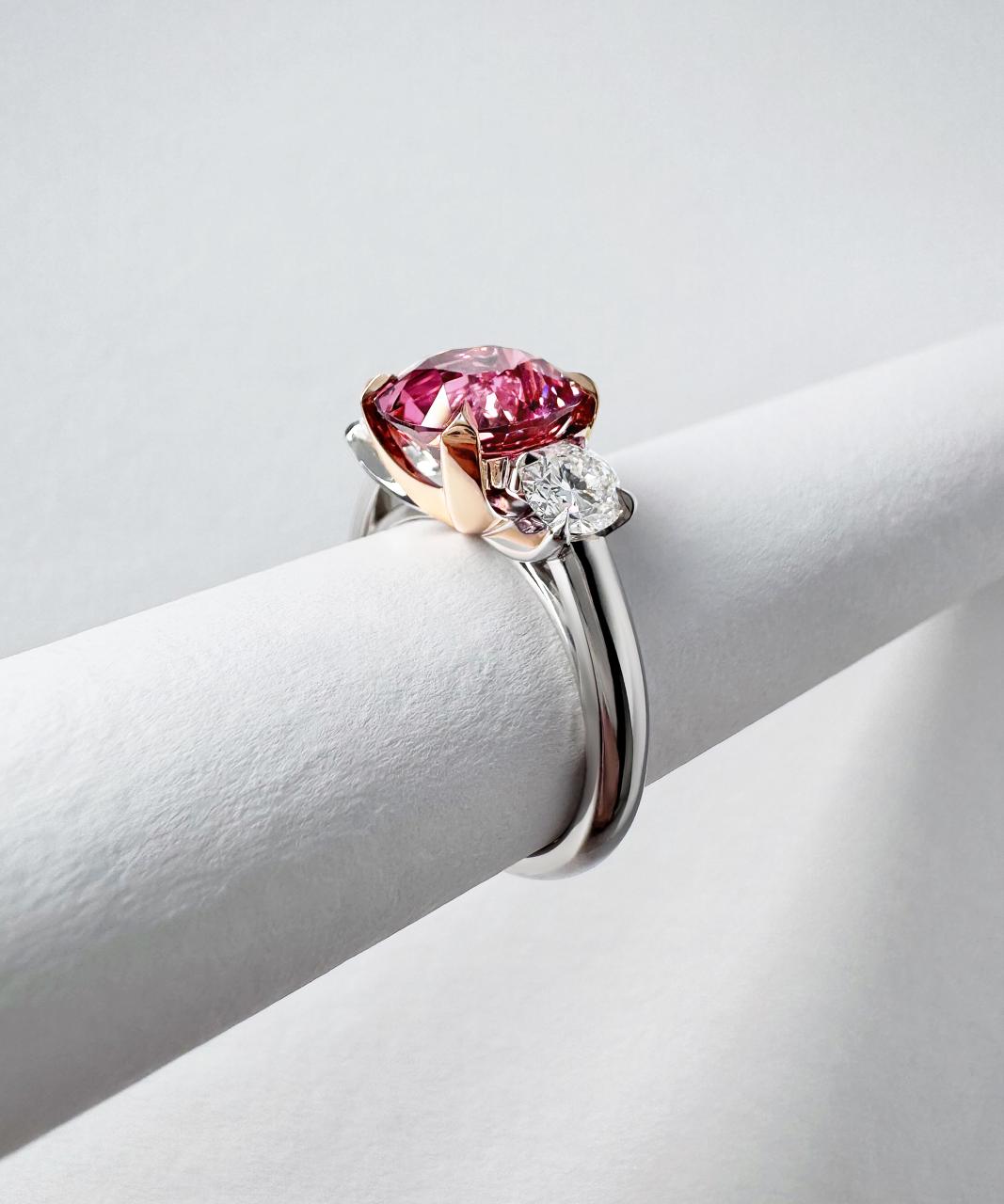 Teiza Trilogy Pink Tourmaline & Natural Diamond Ring, 18ct White & Rose Gold