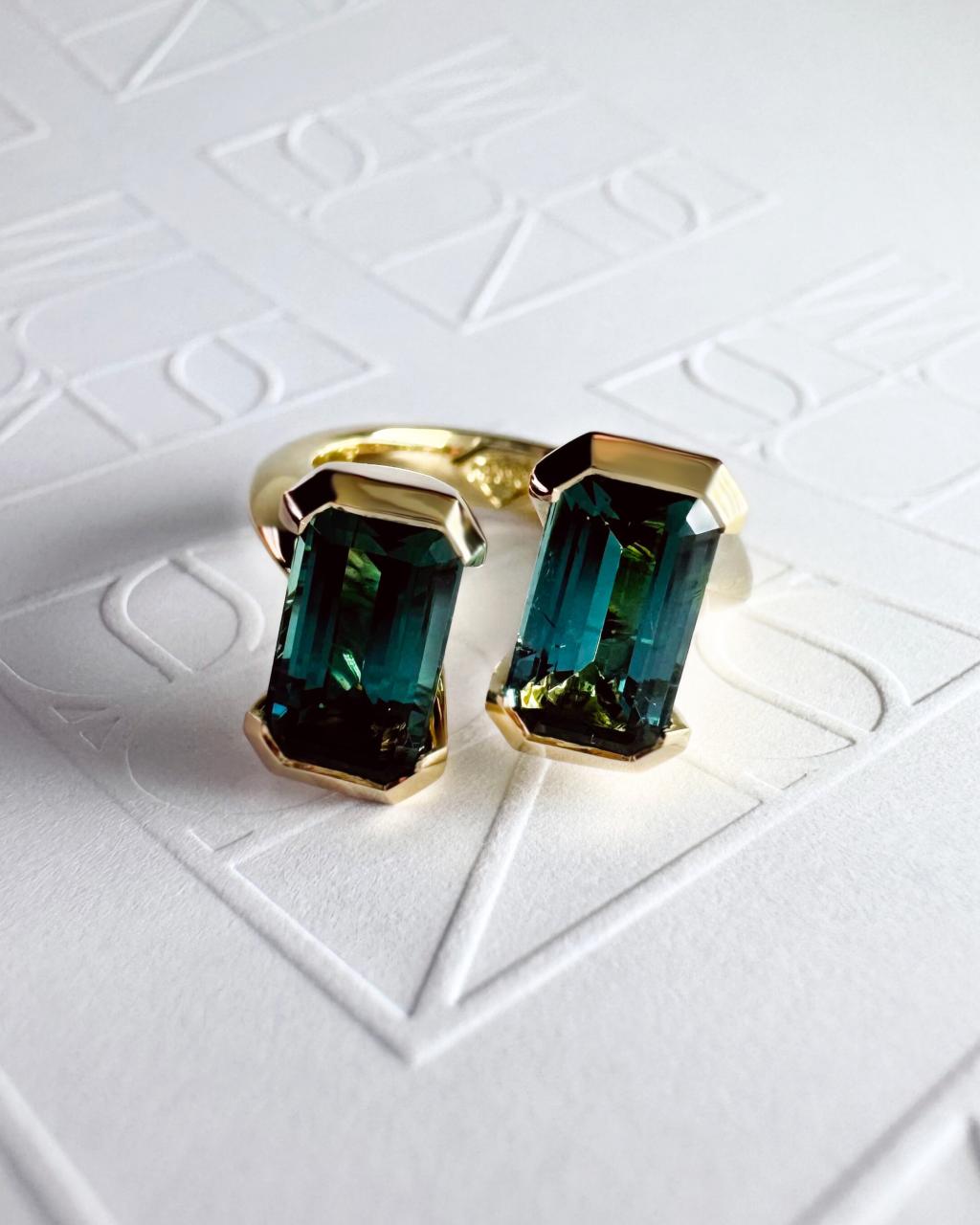 Toi et Moi Indicolite Tourmaline Ring, 18ct Yellow Gold