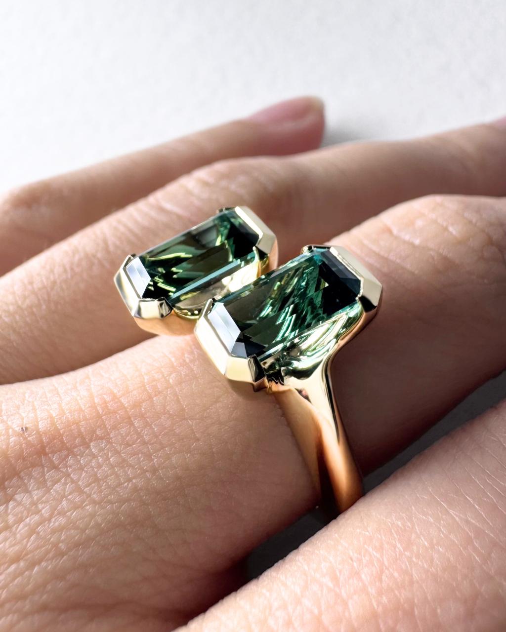 Toi et Moi Indicolite Tourmaline Ring, 18ct Yellow Gold