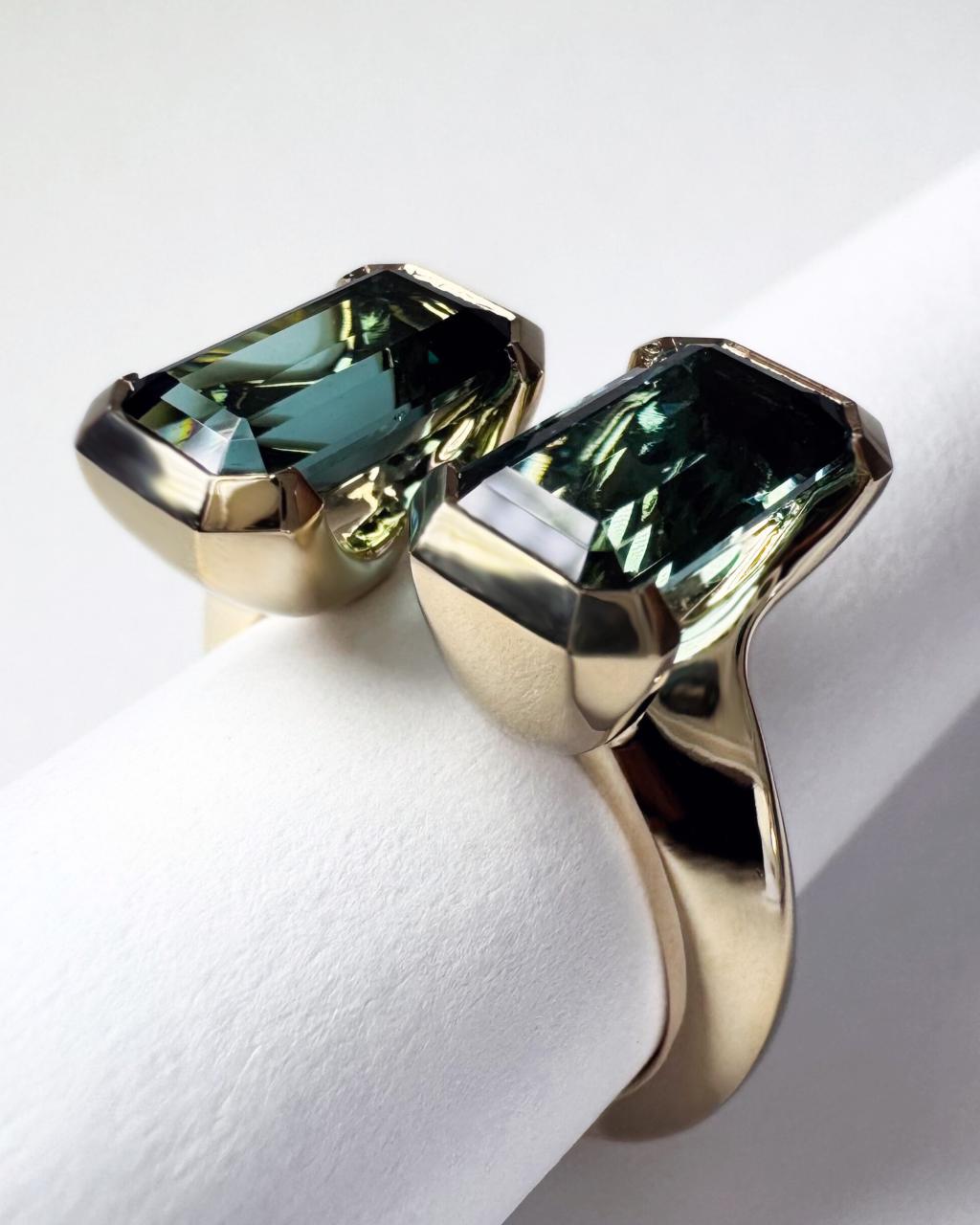 Toi et Moi Indicolite Tourmaline Ring, 18ct Yellow Gold