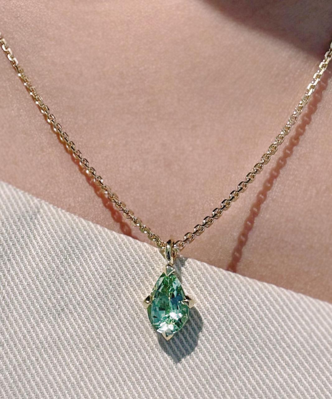 Sola Mint Tourmaline Necklace, 18ct Yellow Gold