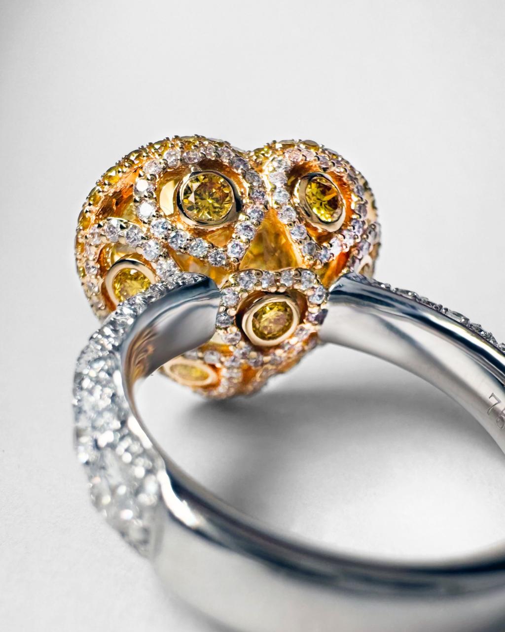 10ct Heart Shape Fancy Intense Yellow Diamond Ring, 18ct Yellow Gold