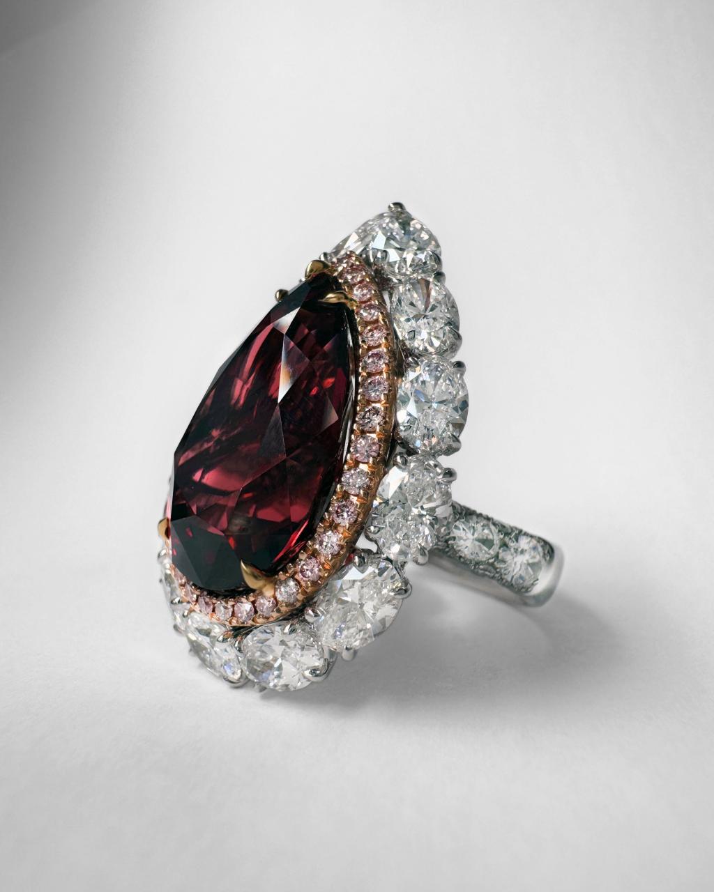 Celeste Spinel & Diamond Ring, Platinum and 18ct Rose Gold