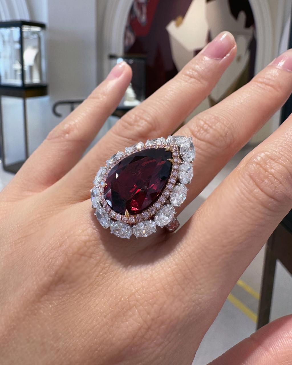 Celeste Spinel & Diamond Ring, Platinum and 18ct Rose Gold