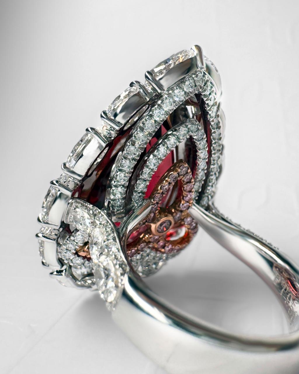 Celeste Spinel & Diamond Ring, Platinum and 18ct Rose Gold