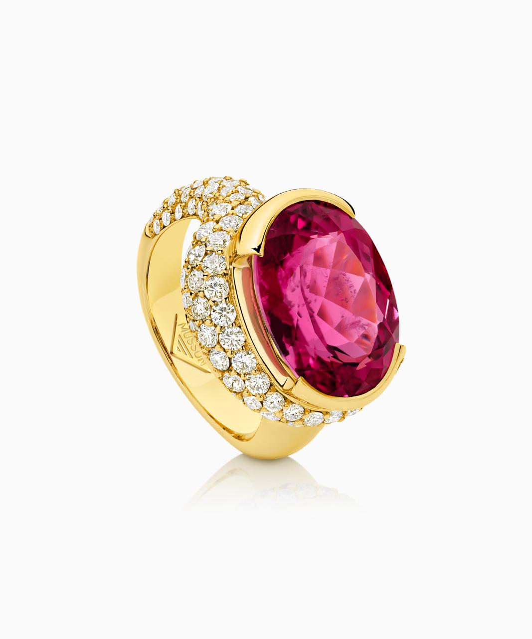 Royal Ember Rubellite Tourmaline & Diamond Ring, 18ct Yellow Gold