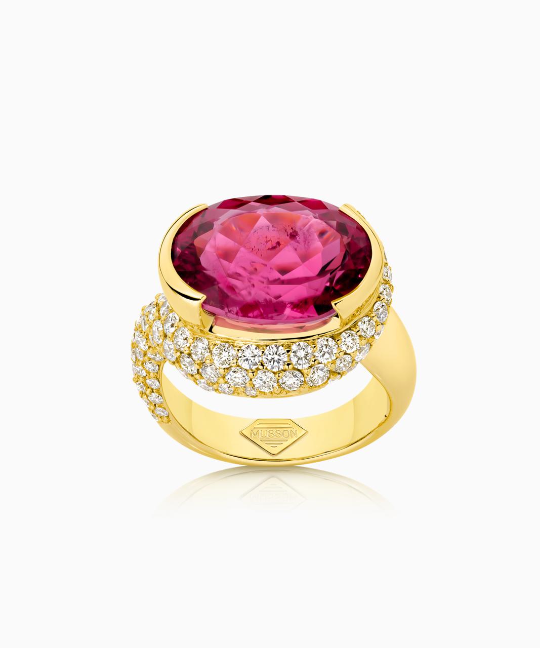 Royal Ember Rubellite Tourmaline & Diamond Ring, 18ct Yellow Gold