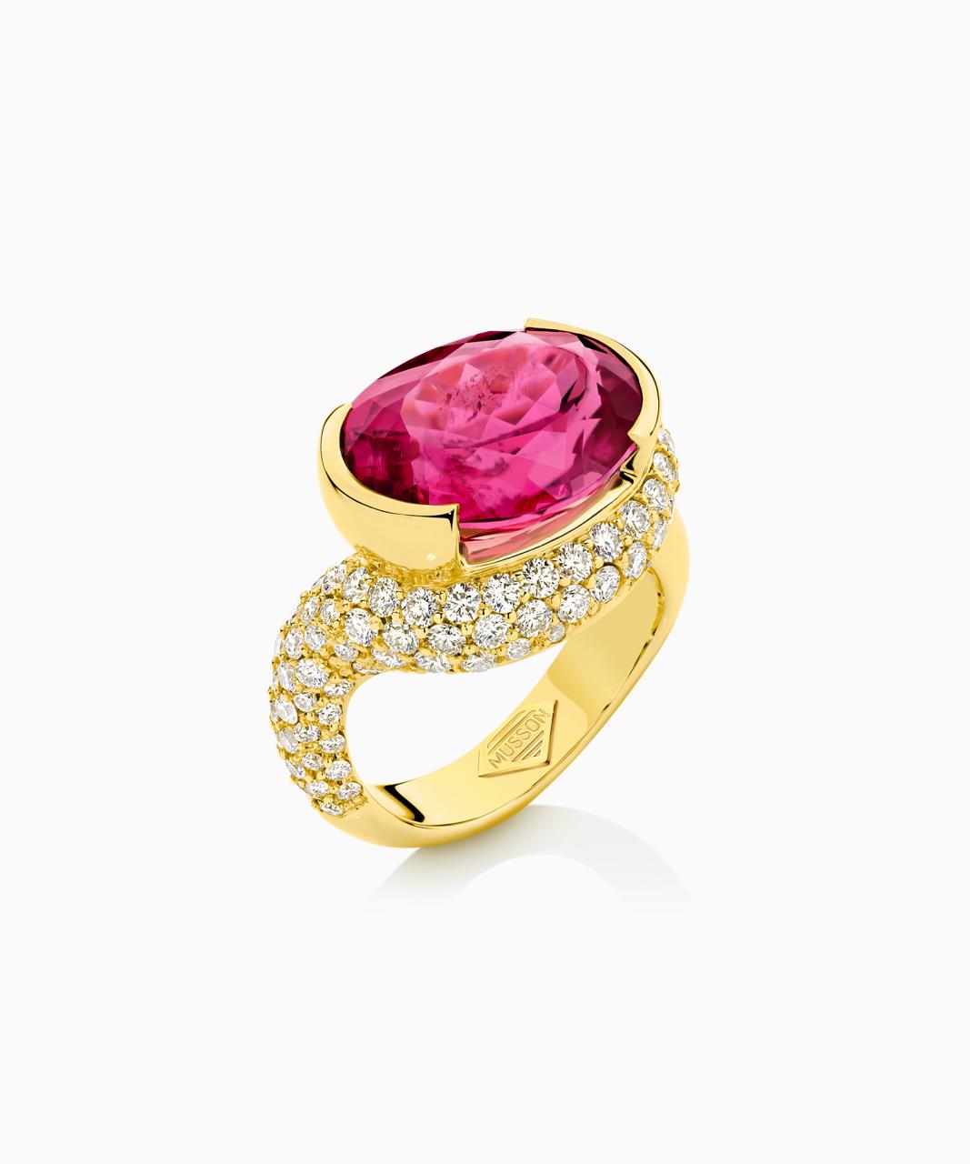 Royal Ember Rubellite Tourmaline & Diamond Ring, 18ct Yellow Gold