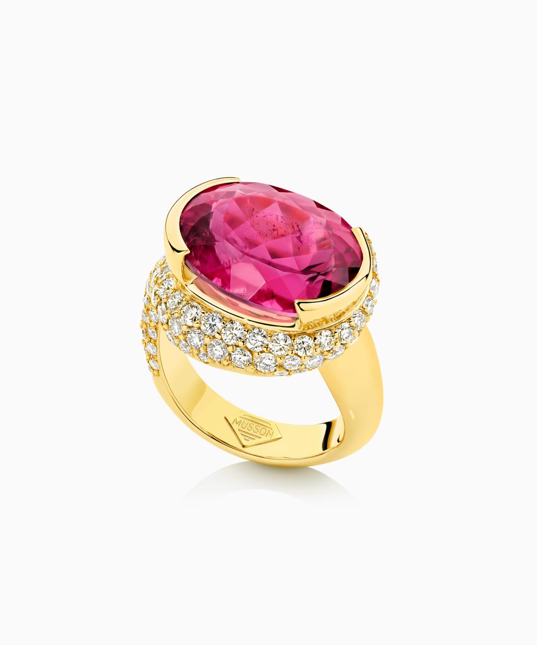 Royal Ember Rubellite Tourmaline & Diamond Ring, 18ct Yellow Gold