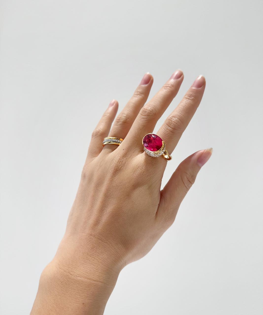 Royal Ember Rubellite Tourmaline & Diamond Ring, 18ct Yellow Gold