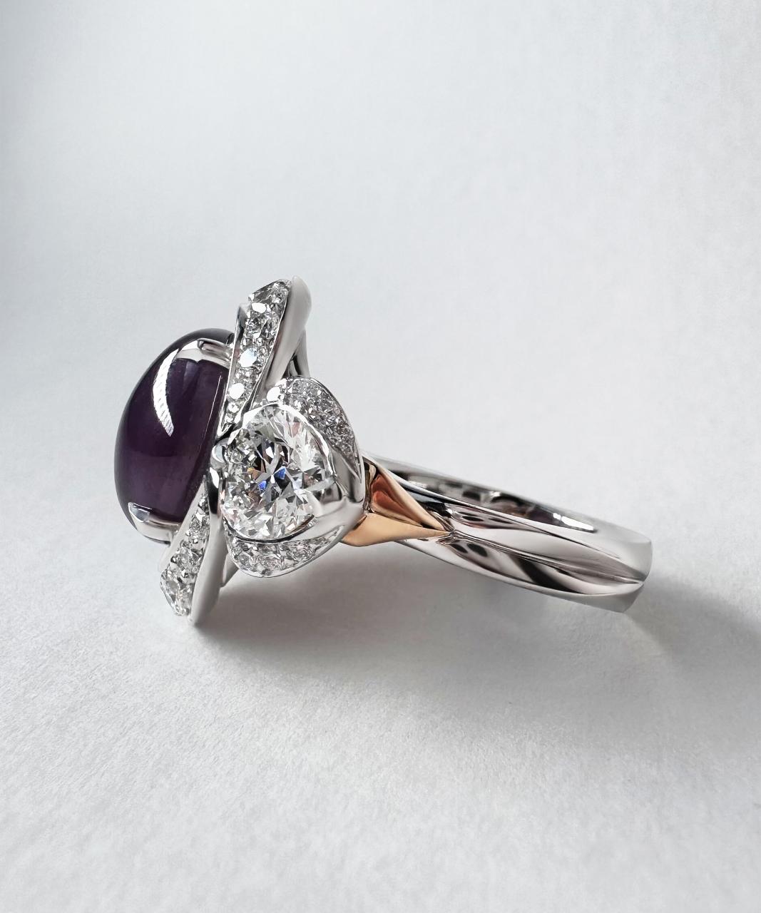 Ava Star Sapphire & Diamond Ring, 18ct White Gold