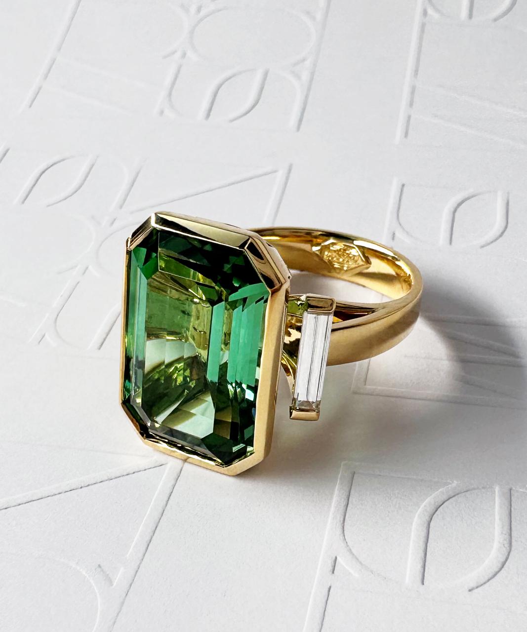 Bespoke Tourmaline & Diamond Ring, 18ct Yellow Gold