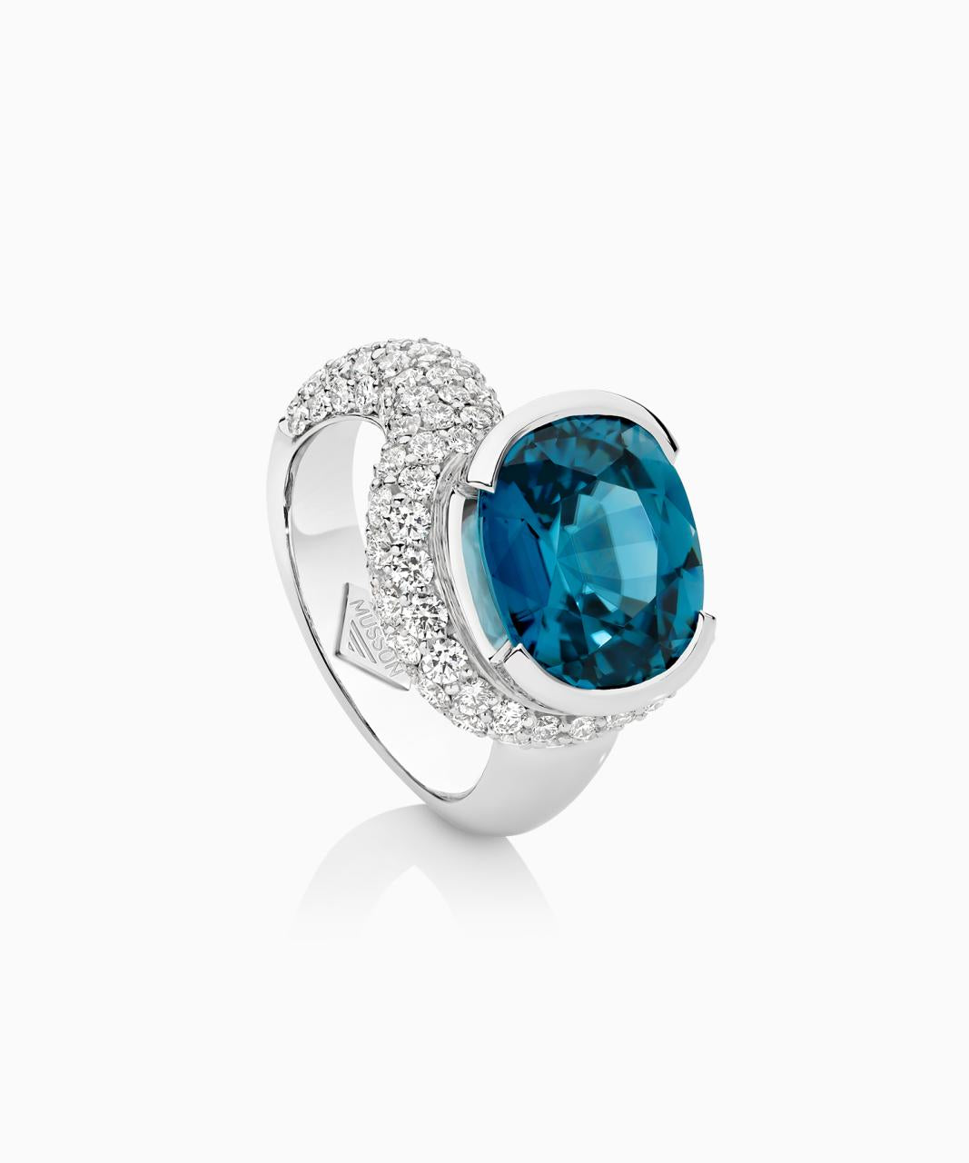Royal Ember Blue Zircon & Diamond Ring, 18ct White Gold