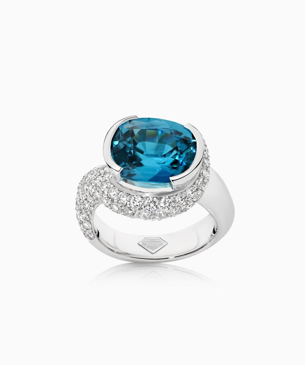 Royal Ember Blue Zircon & Diamond Ring, 18ct White Gold