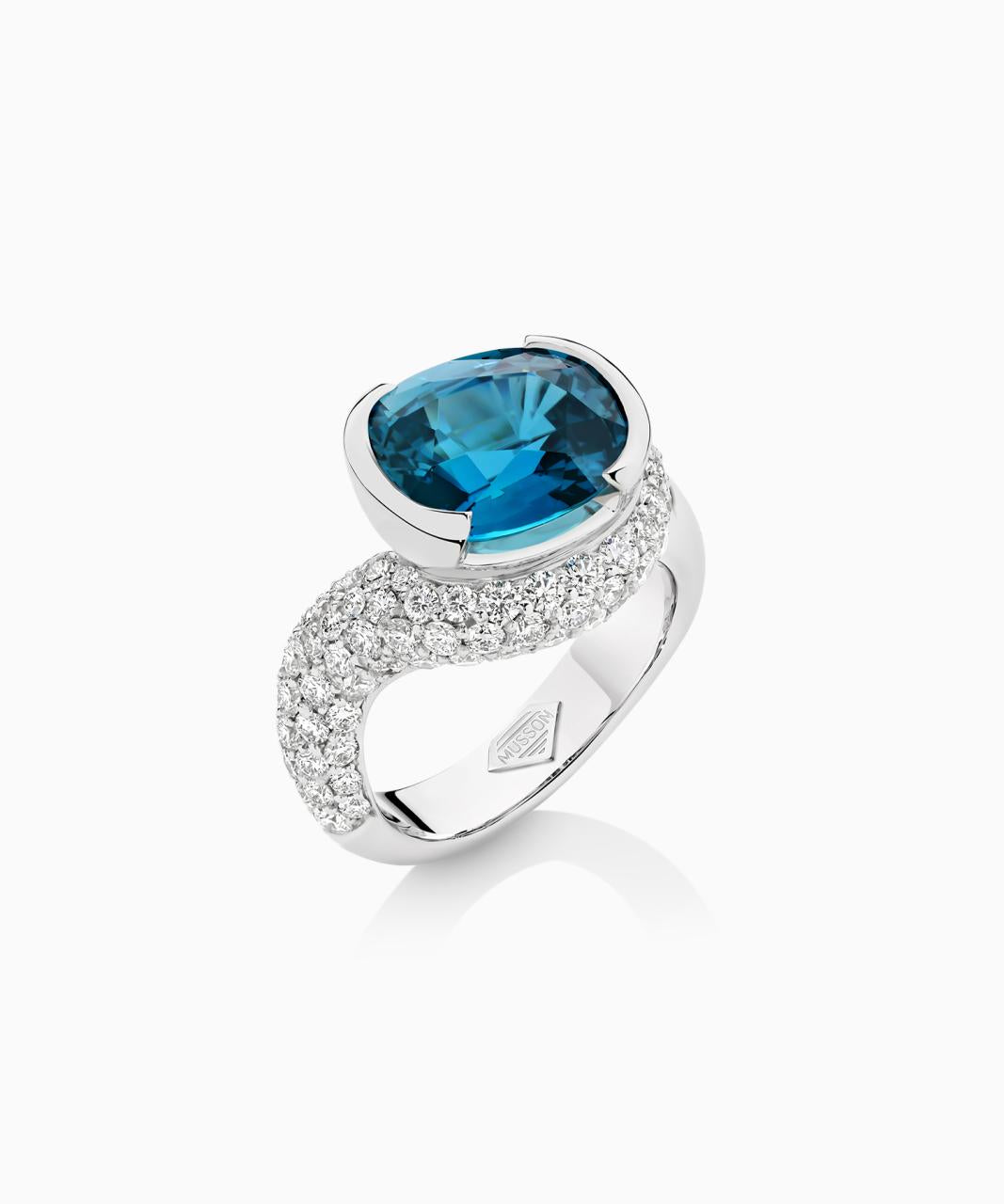 Royal Ember Blue Zircon & Diamond Ring, 18ct White Gold