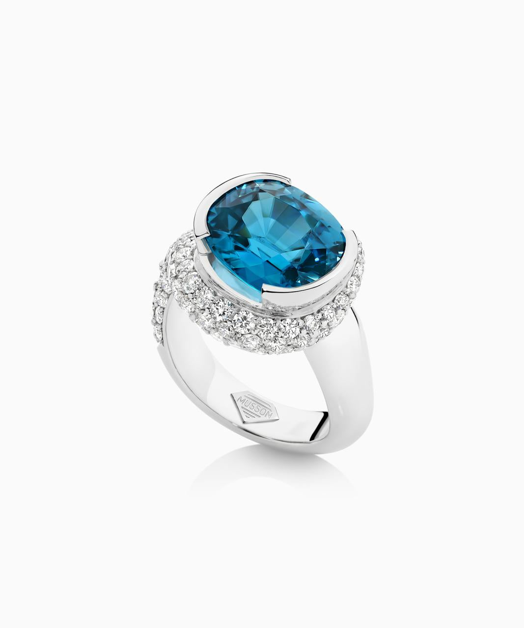 Royal Ember Blue Zircon & Diamond Ring, 18ct White Gold