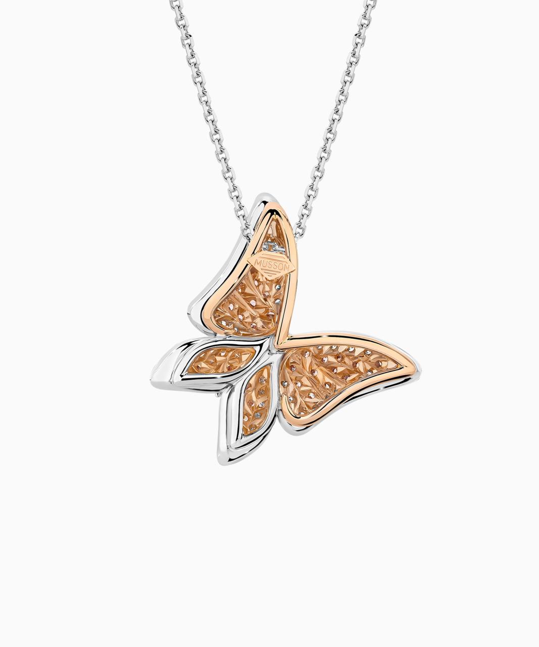 Argyle Pink Diamond Butterfly Necklace, 18ct Rose and White Gold