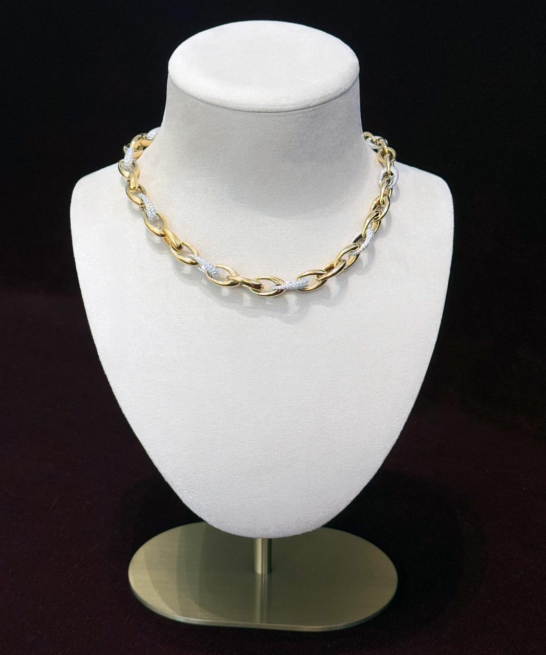 Diamond Link Statement Necklace, 18ct Yellow and White Gold