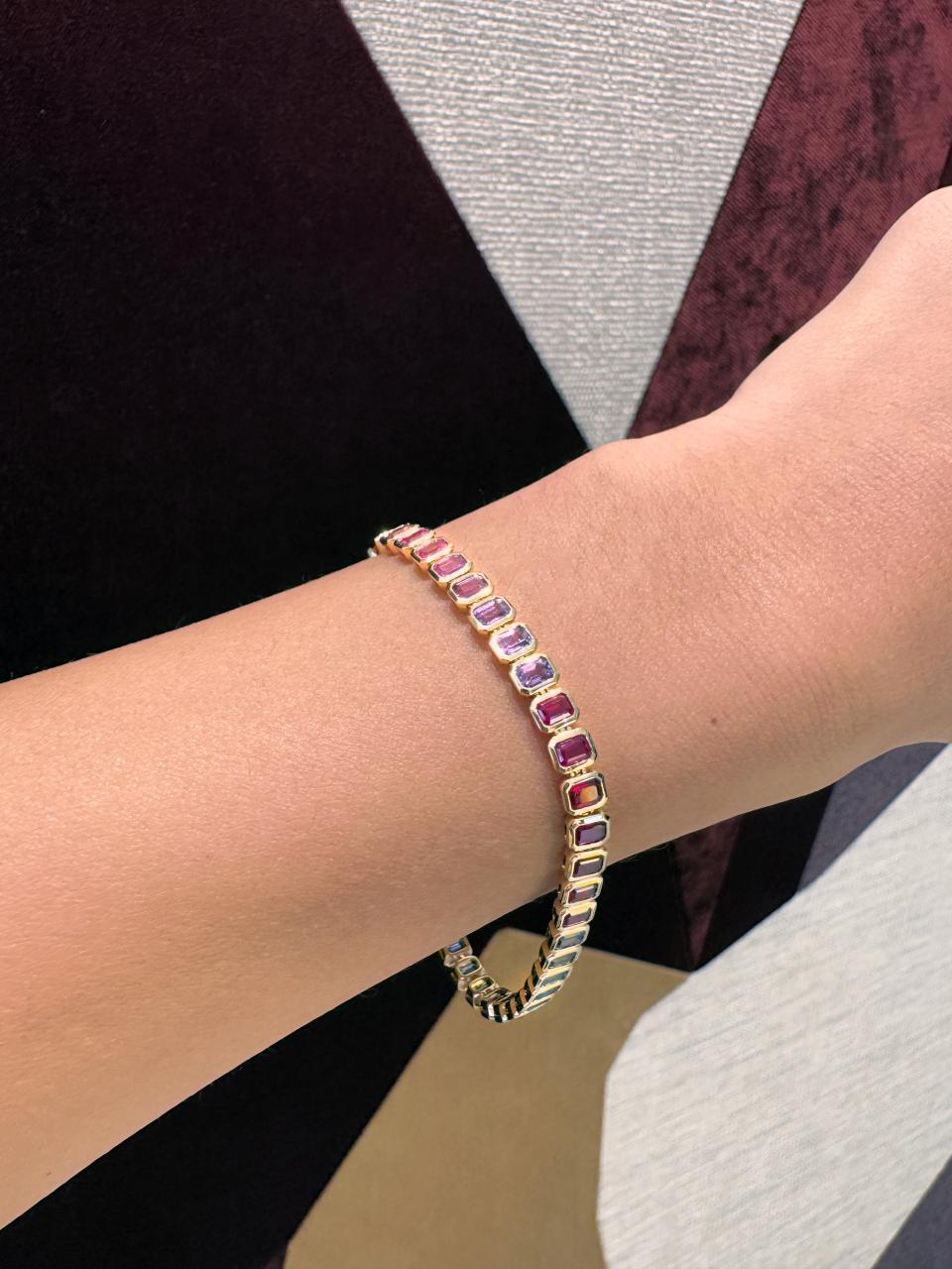 Rainbow Sapphire Tennis Bracelet, 18ct Yellow Gold