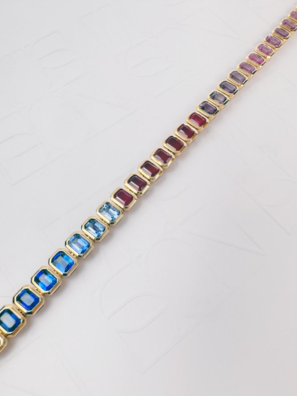 Rainbow Sapphire Tennis Bracelet, 18ct Yellow Gold