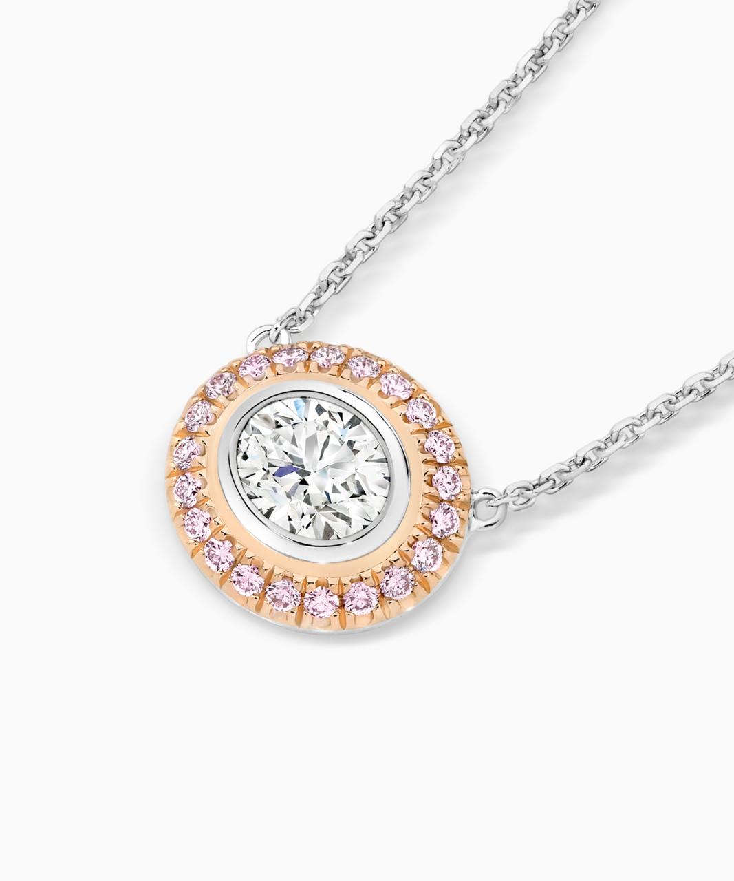 Lucie Oval Argyle Pink Diamond Necklace, 18ct White and Rose Gold