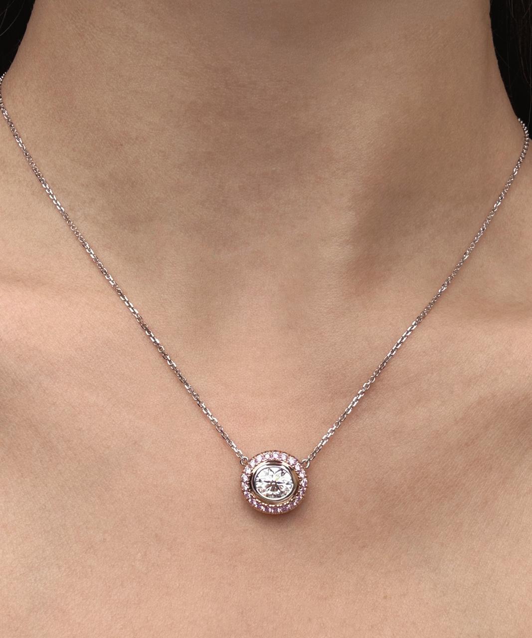 Lucie Oval Argyle Pink Diamond Necklace, 18ct White and Rose Gold