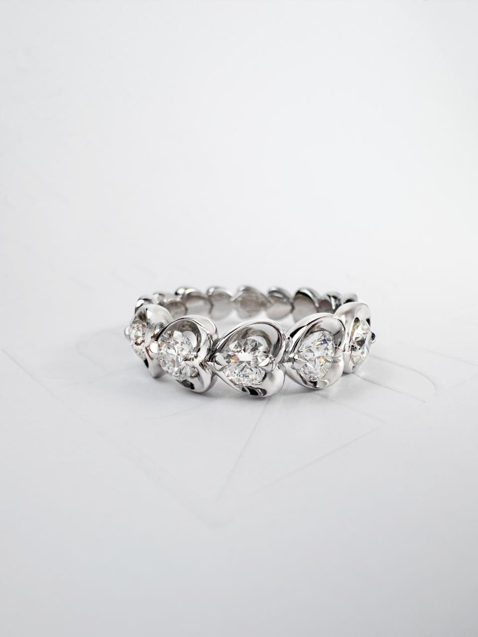 Amore Stacked Heart Diamond Ring, 18ct Gold
