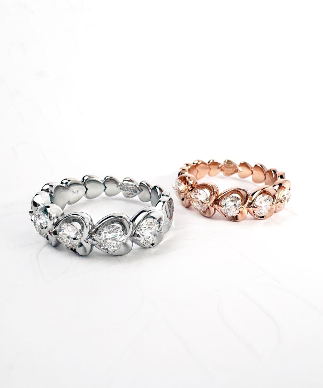 Amore Stacked Heart Diamond Ring, 18ct Gold