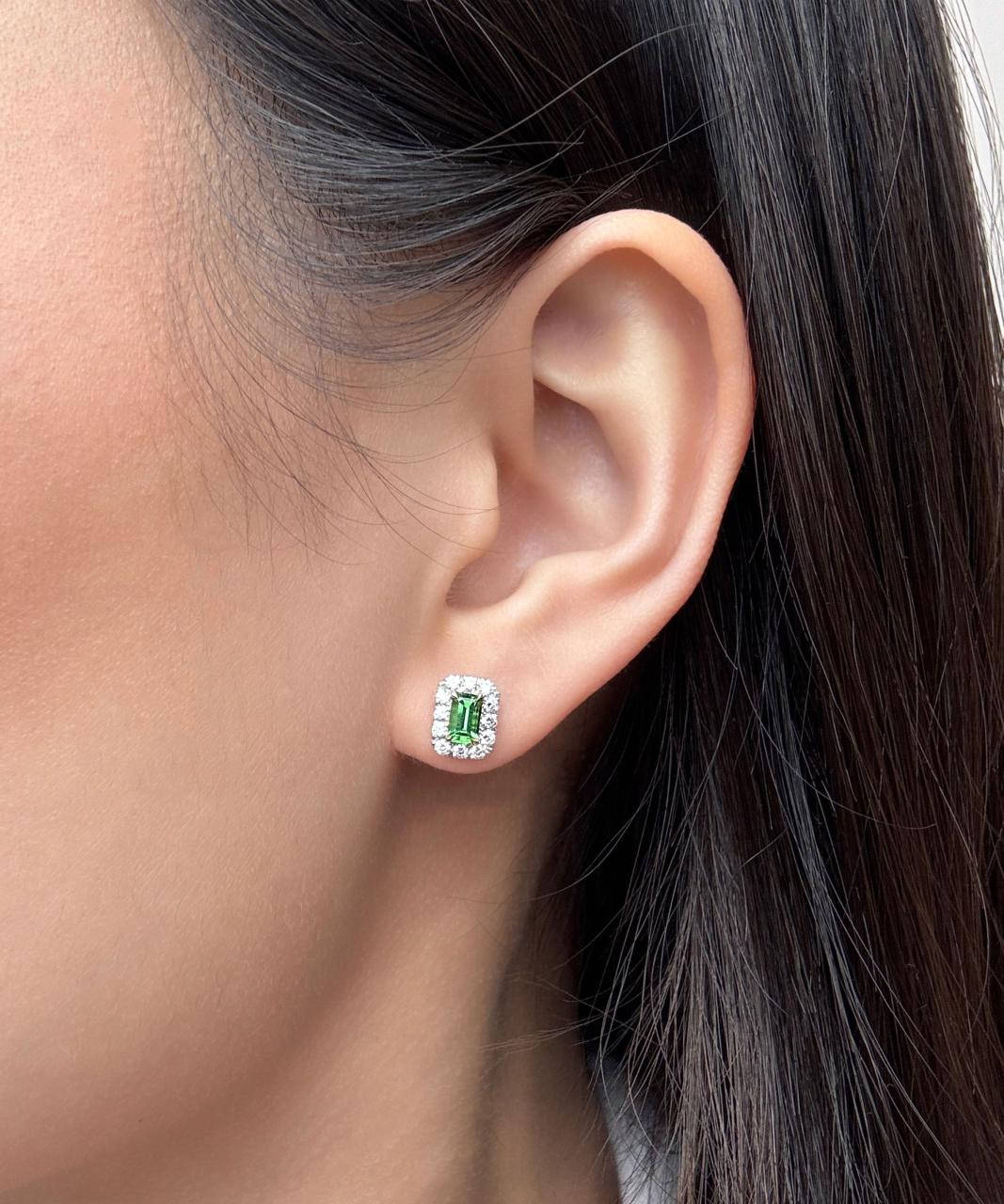 Halo Tourmaline Diamond Earrings, 18ct White and Yellow Gold