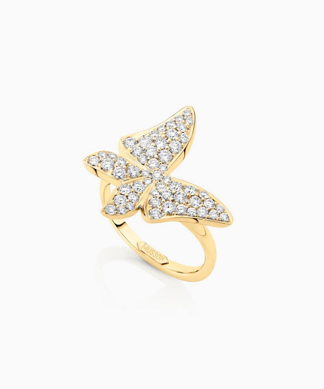White Butterfly Diamond Ring