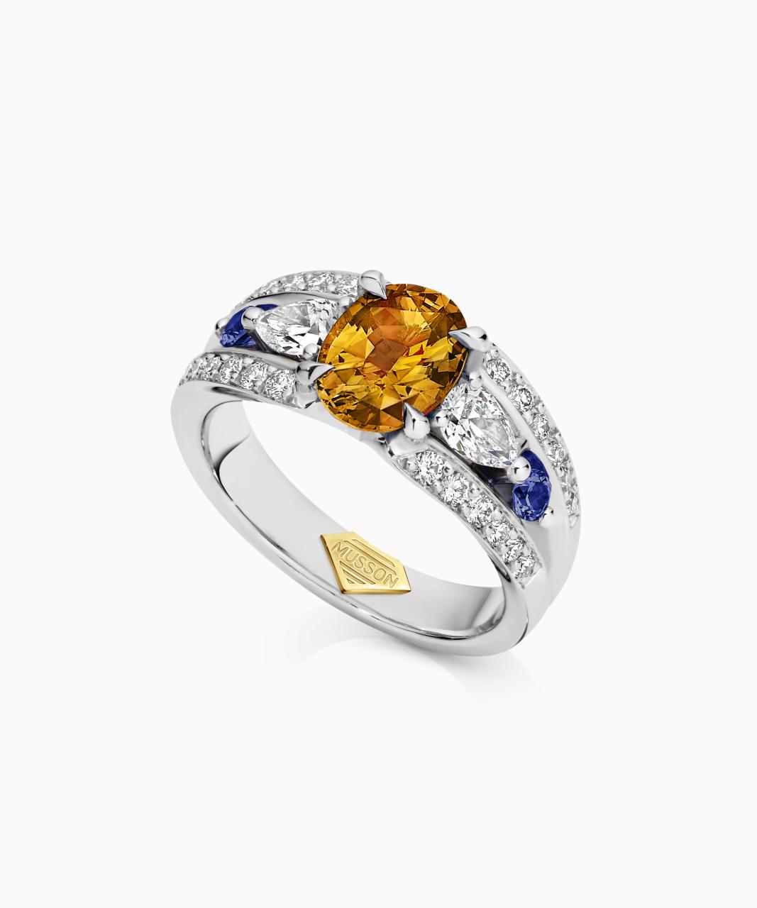 Vivid Bridge Golden Yellow Sapphire Ring