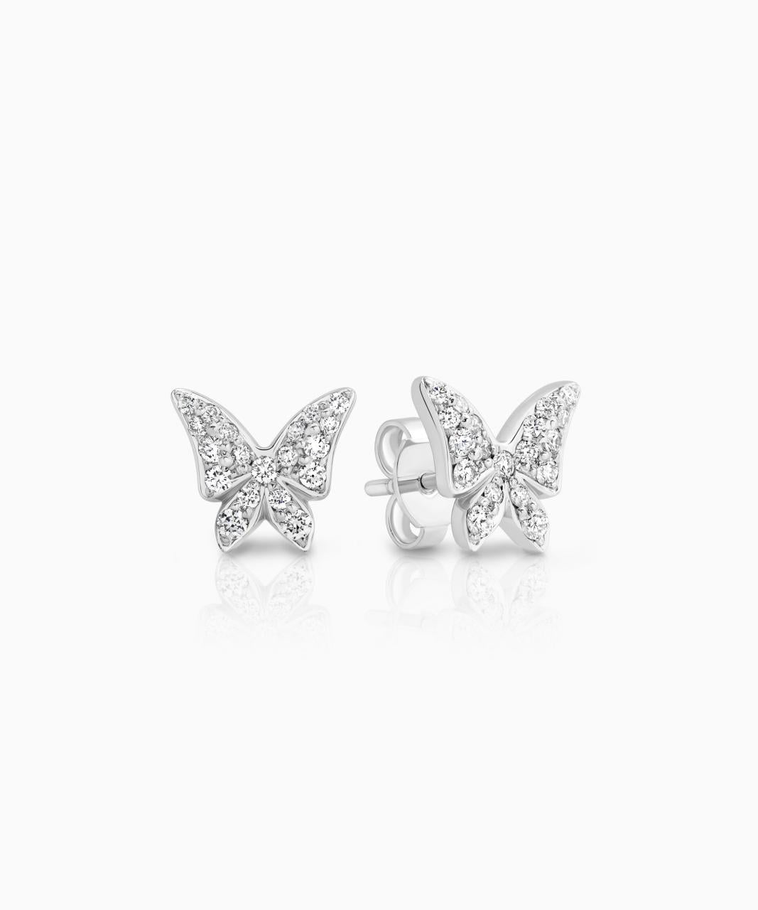 White Butterfly Diamond Earrings - Petite