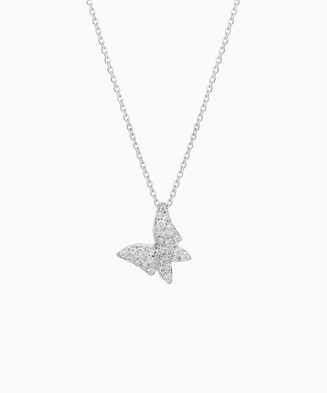 White Butterfly Diamond Necklace - Medio